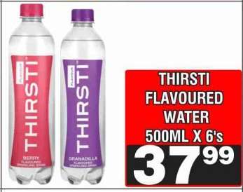 THIRSTI FLAVOURED WATER 500ML X 6's