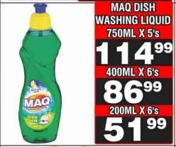 MAQ Dish Washing Liquid 750ML X 5's