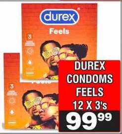 DUREX CONDOMS FEELS 12 X 3's