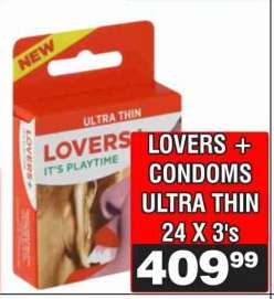 LOVERS + CONDOMS ULTRA THIN 24 X 3's
