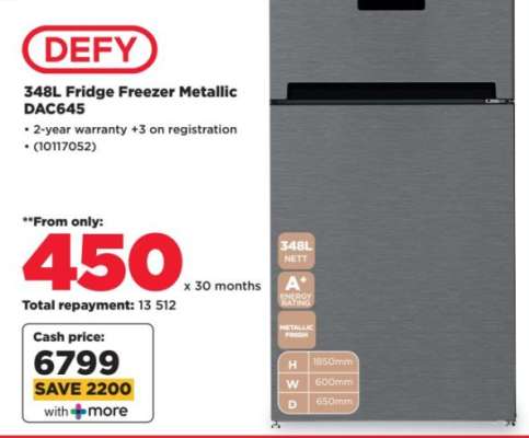 DEFY 348L Fridge Freezer Metallic DAC645