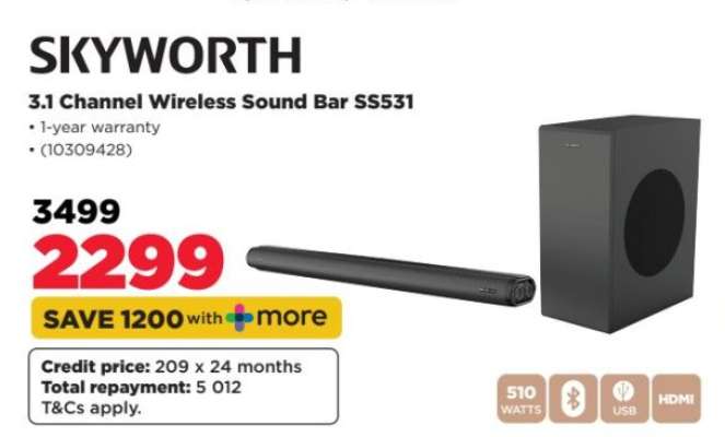 SKYWORTH 3.1 Channel Wireless Sound Bar SS531