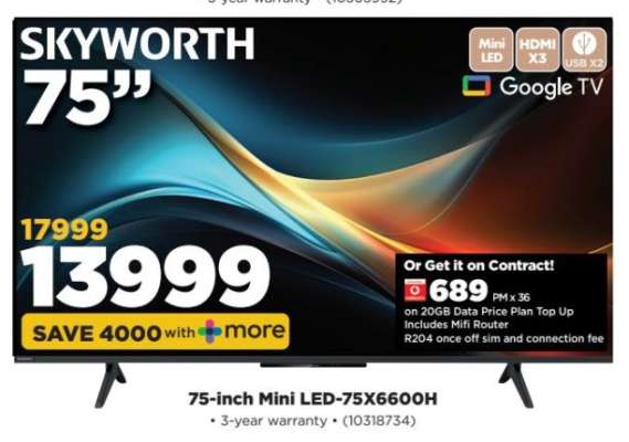 Skyworth 75-inch Mini LED-75X6600H