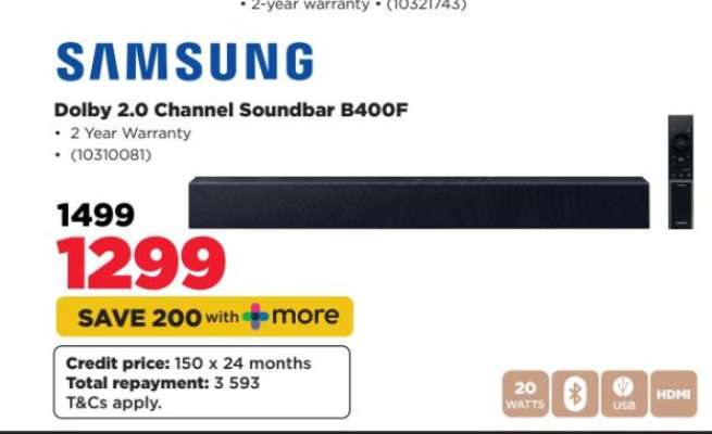 Samsung Dolby 2.0 Channel Soundbar B400F