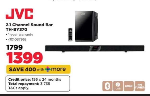 JVC 2.1 Channel Sound Bar TH-BY370
