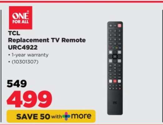 TCL Replacement TV Remote URC4922