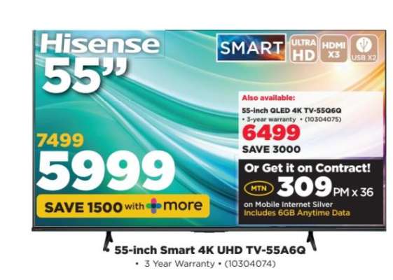 55-inch Smart 4K UHD TV-55A6G