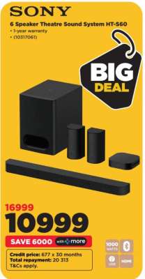 Sony 6 Speaker Theatre Sound System HT-S60