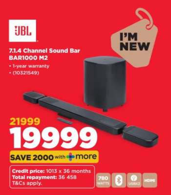 JBL 7.1.4 Channel Sound Bar BAR1000 M2