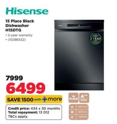 Hisense 15 Place Black Dishwasher H15DTG