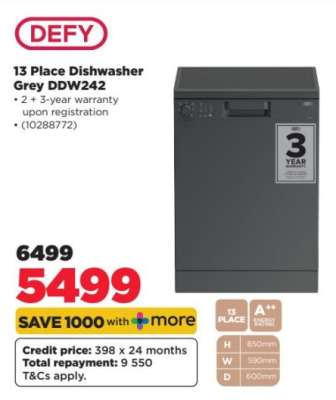 DEFY 13 Place Dishwasher Grey DDW242