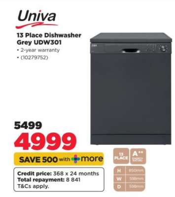 Univa 13 Place Dishwasher Grey UDW301