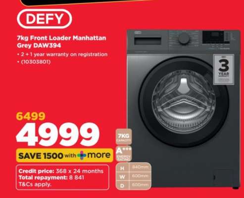 DEFY 7kg Front Loader Manhattan Grey DAW394