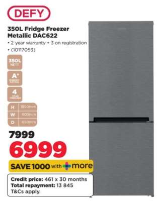 DEFY 350L Fridge Freezer Metallic DAC622