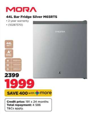 MORA 44L Bar Fridge Silver M65RTS