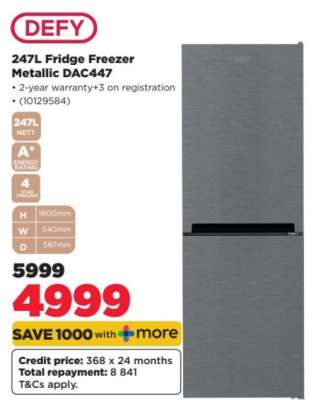 DEFY 247L Fridge Freezer Metallic DAC447
