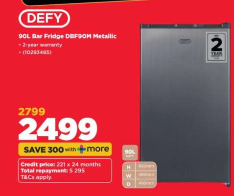 DEFY 90L Bar Fridge DBF90M Metallic