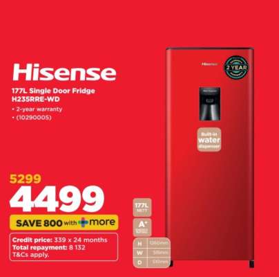 Hisense 177L Single Door Fridge H23SRRE-WD