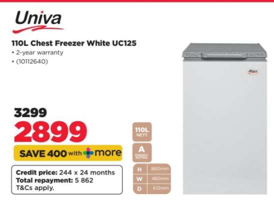 Univa 110L Chest Freezer White UC125
