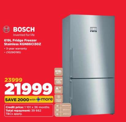 Bosch 619L Fridge Freezer Stainless KGN86CI30Z