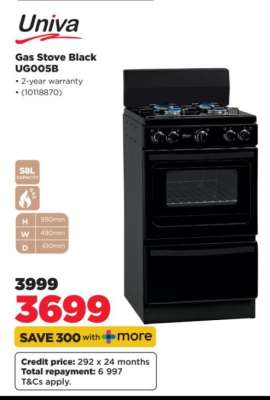 Univa Gas Stove Black UG005B