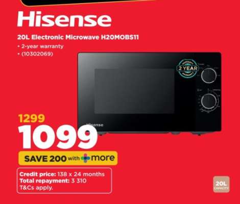 Hisense 20L Electronic Microwave H20MOBS11