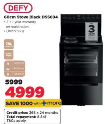 DEFY 60Cm Stove Black DSS694