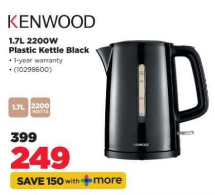 KENWOOD 1.7L, 2200W Plastic Kettle Black