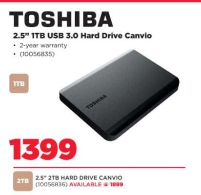 TOSHIBA 2.5" 1TB USB 3.0 Hard Drive Canvio