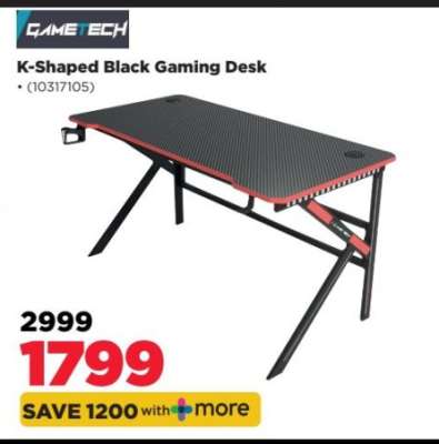 K-Shaped Black Gaming Desk
