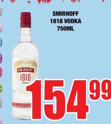 SMIRNOFF 1818 VODKA 750ML