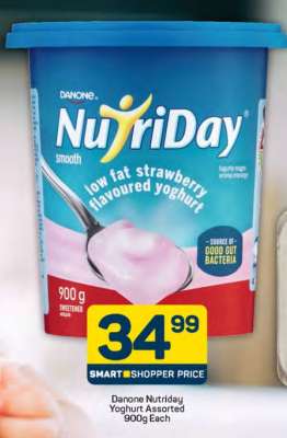 Danone Nutriday Yoghurt Assorted 900g Each