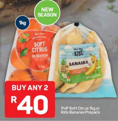 PnP Soft Citrus 1kg or Kids Bananas Prepack