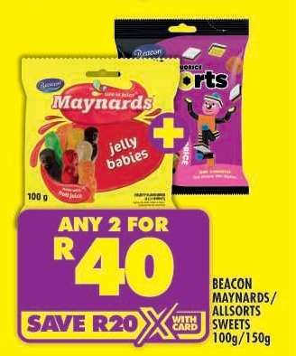 BEACON MAYNARDS / ALLSORTS SWEETS 100g/150g