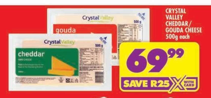 CRYSTAL VALLEY CHEDDAR/GOUDA CHEESE 500g