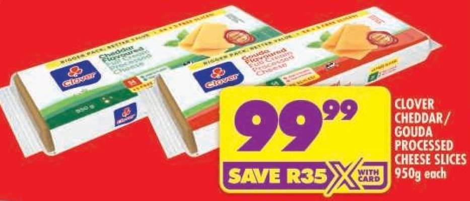 Clover Cheddar/Gouda Processed Cheese Slices 950g