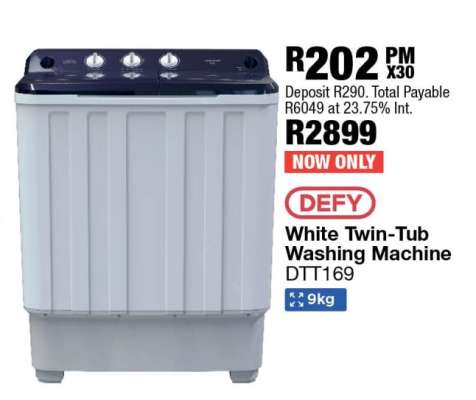 DEFY White Twin-Tub Washing Machine DTT169