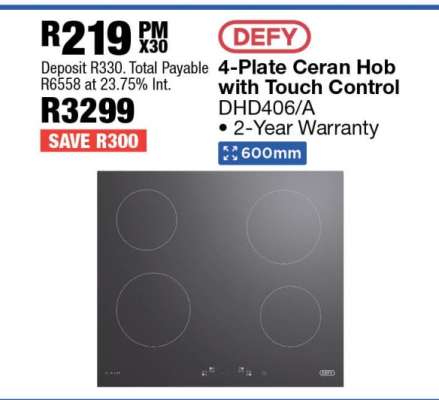 Defy 4-Plate Ceran Hob with Touch Control