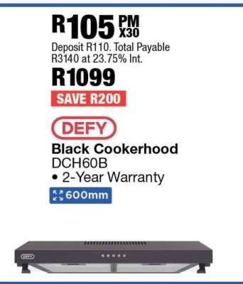 Defy Black Cookerhood DCH60B