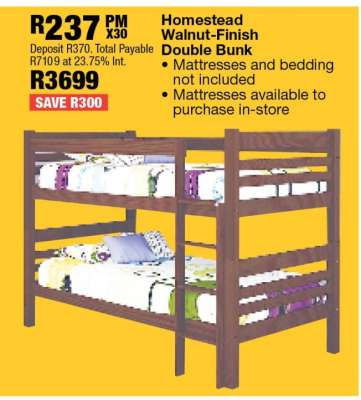 Homestead Walnut-Finish Double Bunk