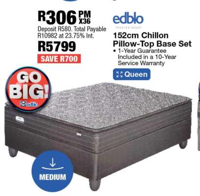 152cm Chillon Pillow-Top Base Set