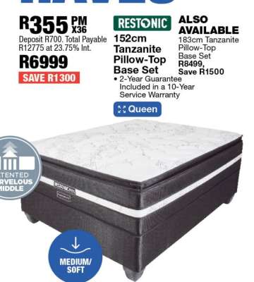 Restonic 152cm Tanzanite Pillow-Top Base Set