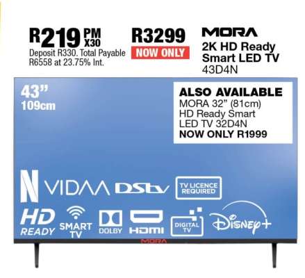 MORA 2K HD Ready Smart LED TV 43D4N