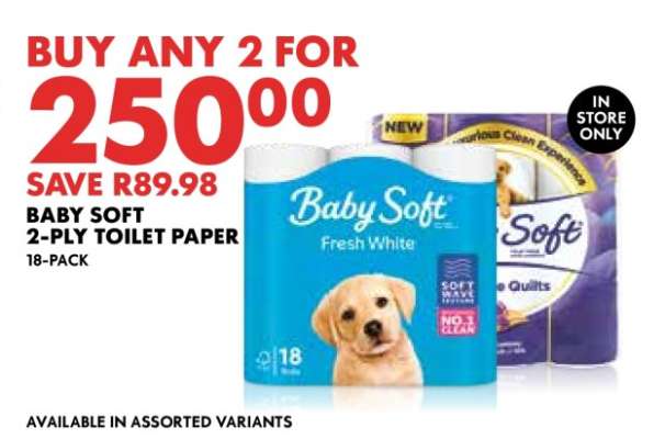 BABY SOFT 2-PLY TOILET PAPER