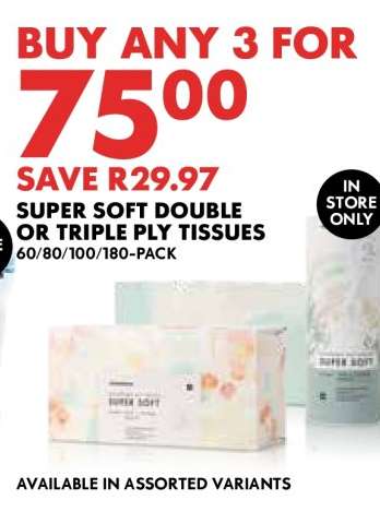 Super Soft Double or Triple Ply Tissues