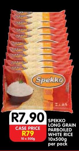 SPEKKO LONG GRAIN PARBOILED WHITE RICE 10x500g per pack