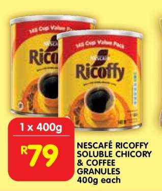 NESCAFÉ RICOFFY SOLUBLE CHICORY & COFFEE GRANULES 400g each