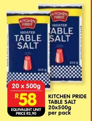 KITCHEN PRIDE TABLE SALT 20x500g