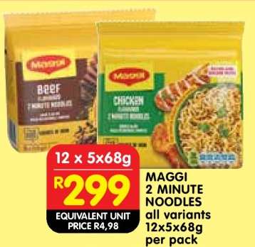 MAGGI 2 MINUTE NOODLES all variants 12x5x68g per pack