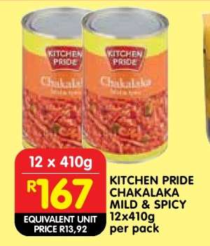 KITCHEN PRIDE CHAKALAKA MILD & SPICY 12x410g